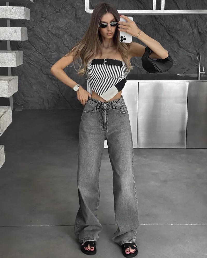 Z1975 jean long taille droite 2025 ETJ automne/hiver nouveau produit de lavage y2k jean classique po