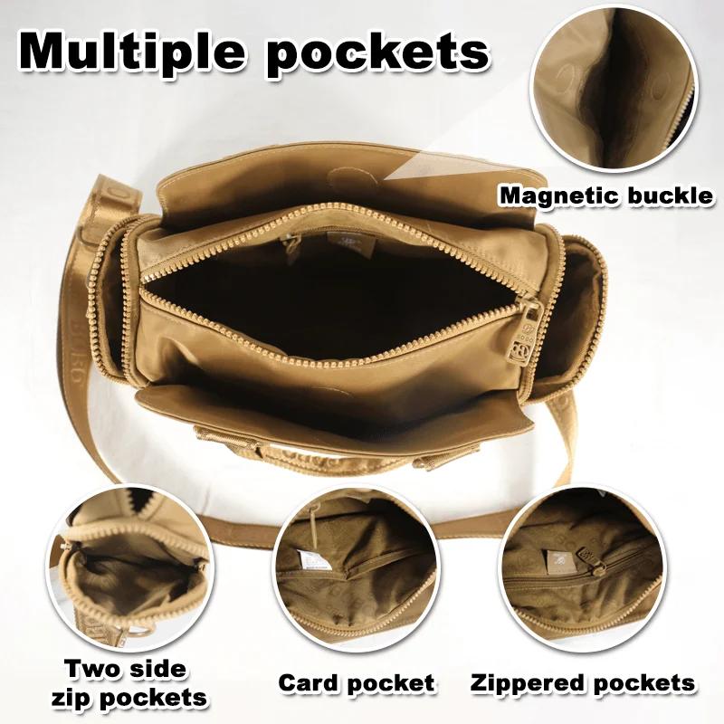 Sac à bandoulière pour femmes à la mode, sac à main, matériau en nylon lisse et durable, poche magné
