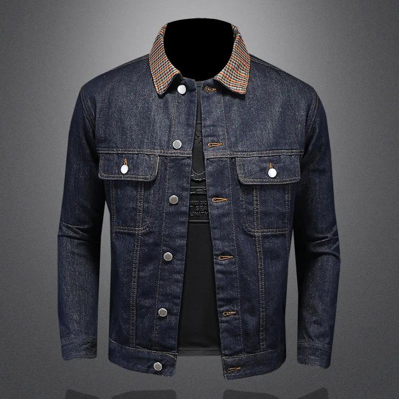 Manteau en Denim Délavé Classique pour Homme, Veste à Col Patchwork, Nouvelle Mode, Tendance, Techwe