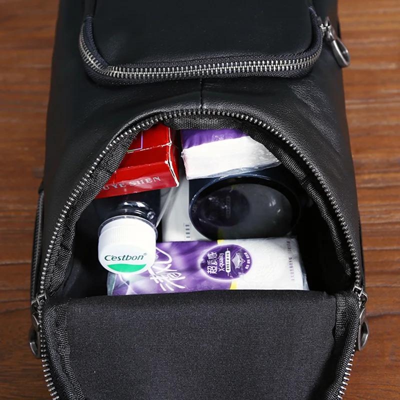 Sac de poitrine pour hommes, sac à bandoulière en cuir avec couche supérieure, sac à bandoulière déc