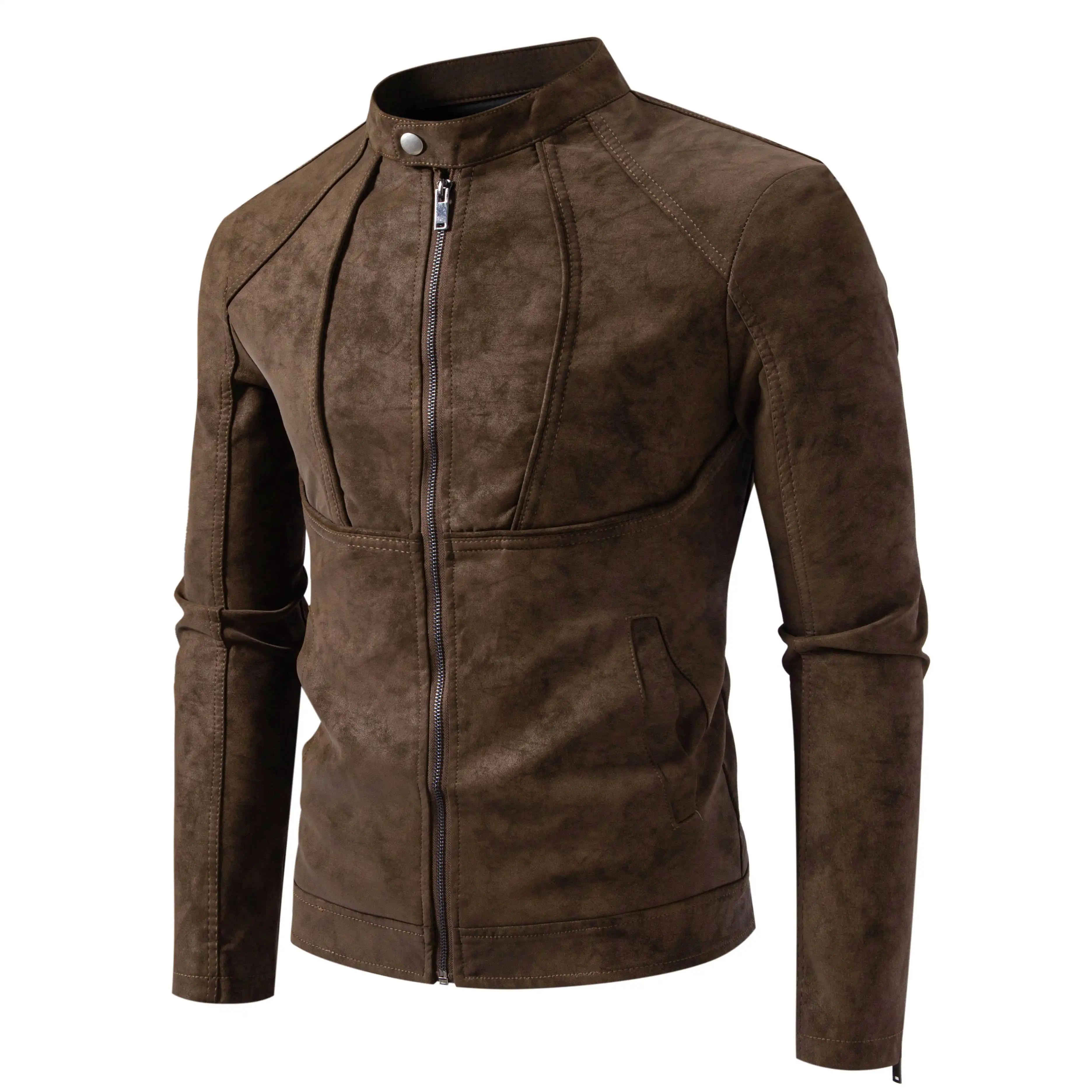 Blouson moto vintage slim fit pour homme, décontracté, à manches longues, coupe ajustée, pour l'auto