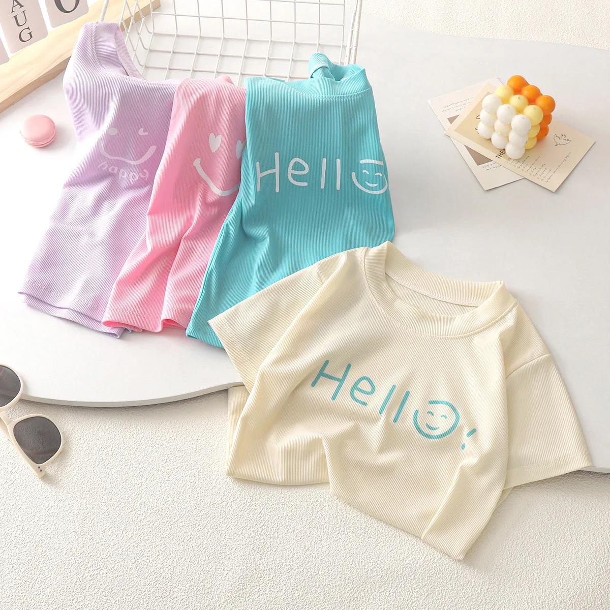 Nouveaux vêtements d'été pour enfants, t-shirt à manches courtes mignon, hauts décontractés pour gar