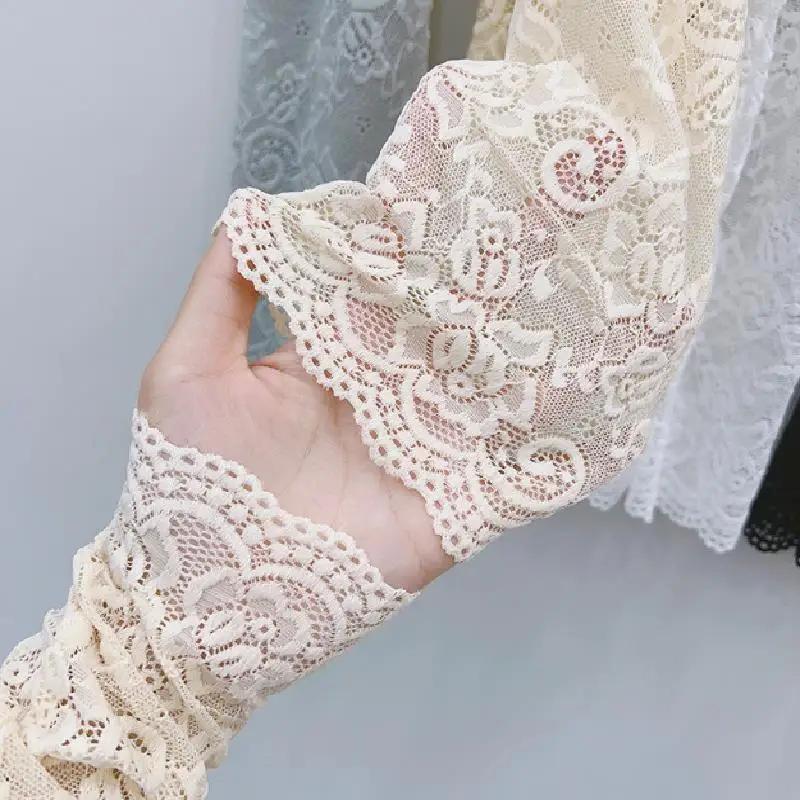 Gants de conduite à manches élastiques pour femmes, mitaines sans doigts, crème solaire, noir, blanc