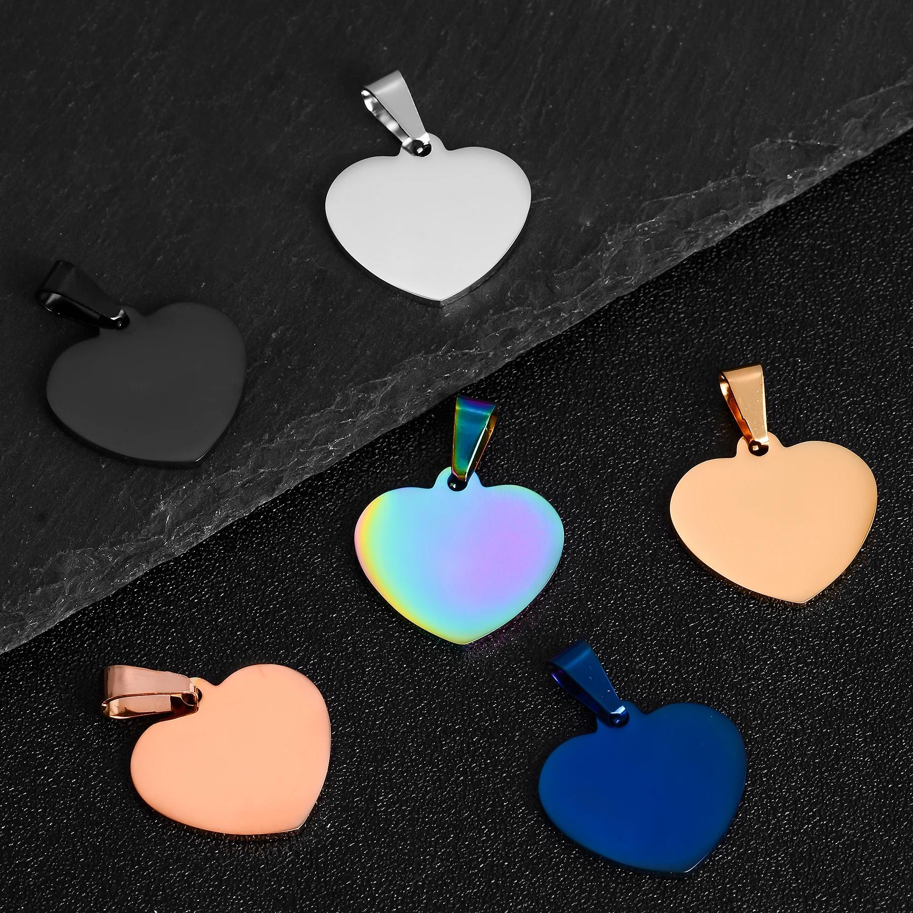 10 pièces en gros unisexe Minimalis en acier inoxydable chien étiquette coeur pendentif collier haut