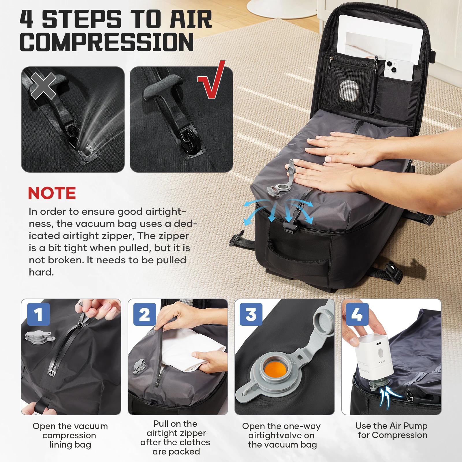 Sac sous vide pour vêtements, sac à dos bagage à main avion, sac à dos sous vide essentiels de voyag