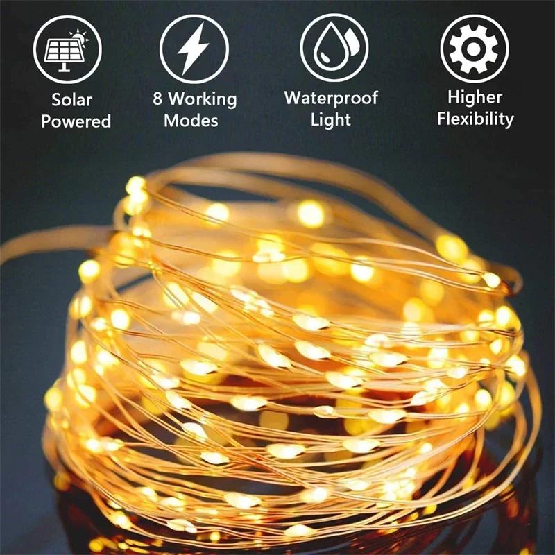 32M lumière LED solaire guirlande extérieure lampe jardin fée chaîne lumineuse Led scintillant lampe