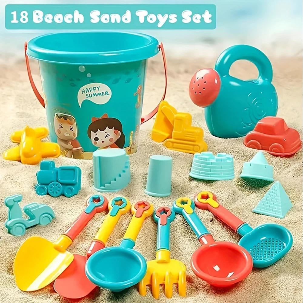 Ensemble de jouets de sable de plage 18 pièces, plastique Durable, ensemble de jeu de plage de pisci