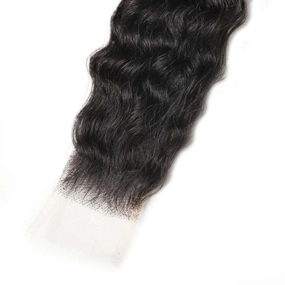 Perruque Lace Closure naturelle ondulée profonde, 12-22 pouces, 2x6, dentelle suisse transparente, p