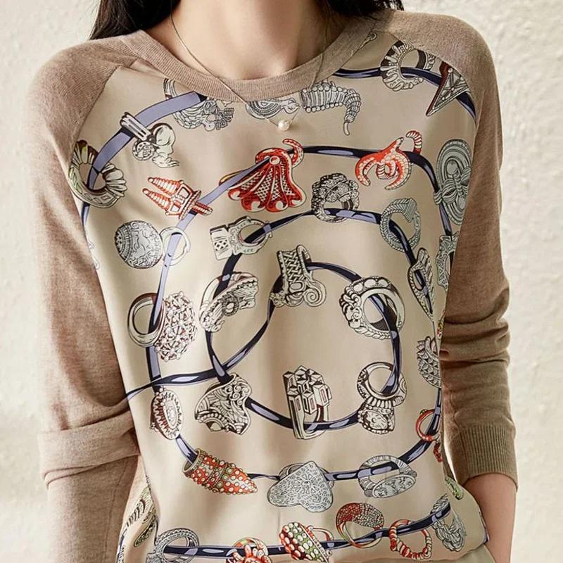 Pull tricoté à manches longues et col rond pour femme, haut élégant et assorti avec tout, nouvelle m