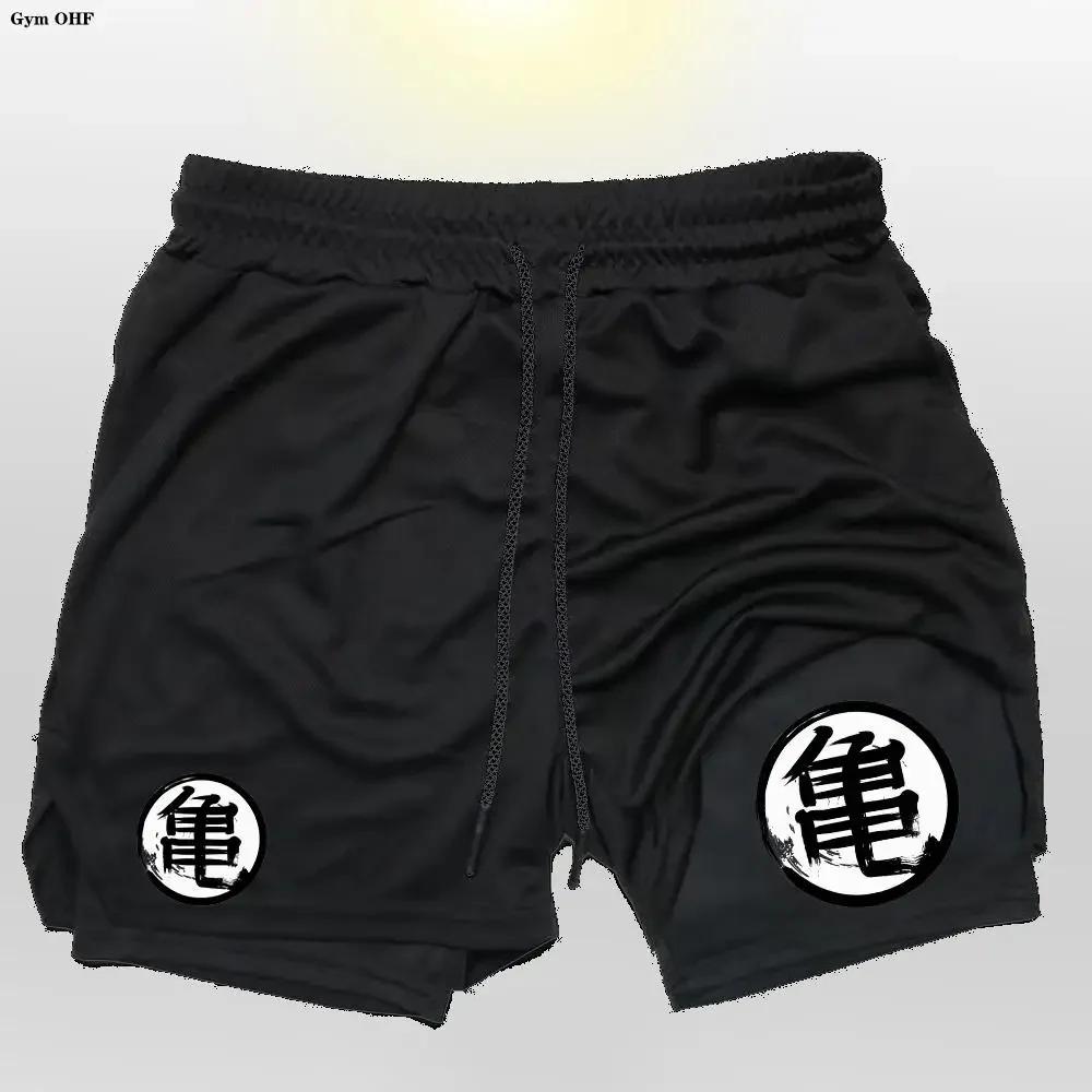 Goku Anime short de course hommes Fitness gymnastique entraînement 2 en 1 short de sport séchage rap