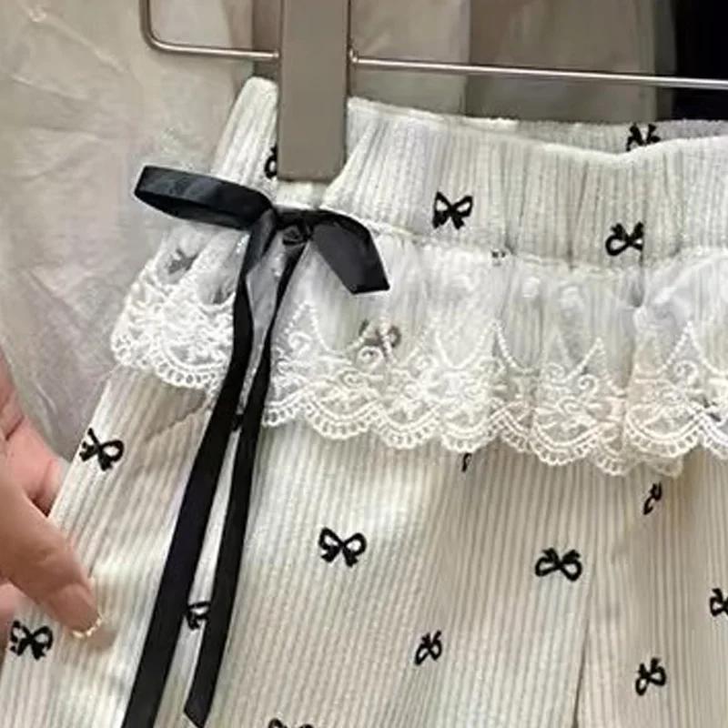 Pantalon de printemps pour bébé fille, ample, dentelle épissée, tout imprimé, pantalon droit pour en