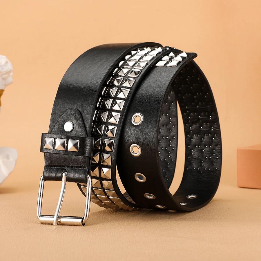 Tendance Rivet ceinture métal lourd ceinture hommes femmes Punk discothèque Rock Style ceinture jean