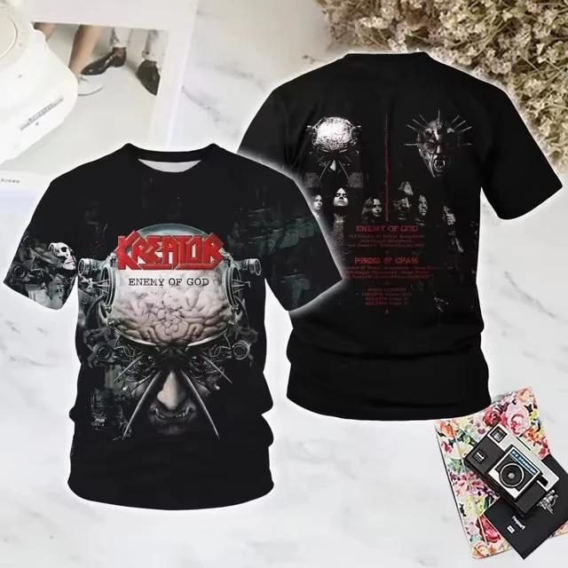 Nouveau Rock Kreator Band 3D imprimé hommes et femmes T-shirts mode manches courtes Hip Hop rue haut