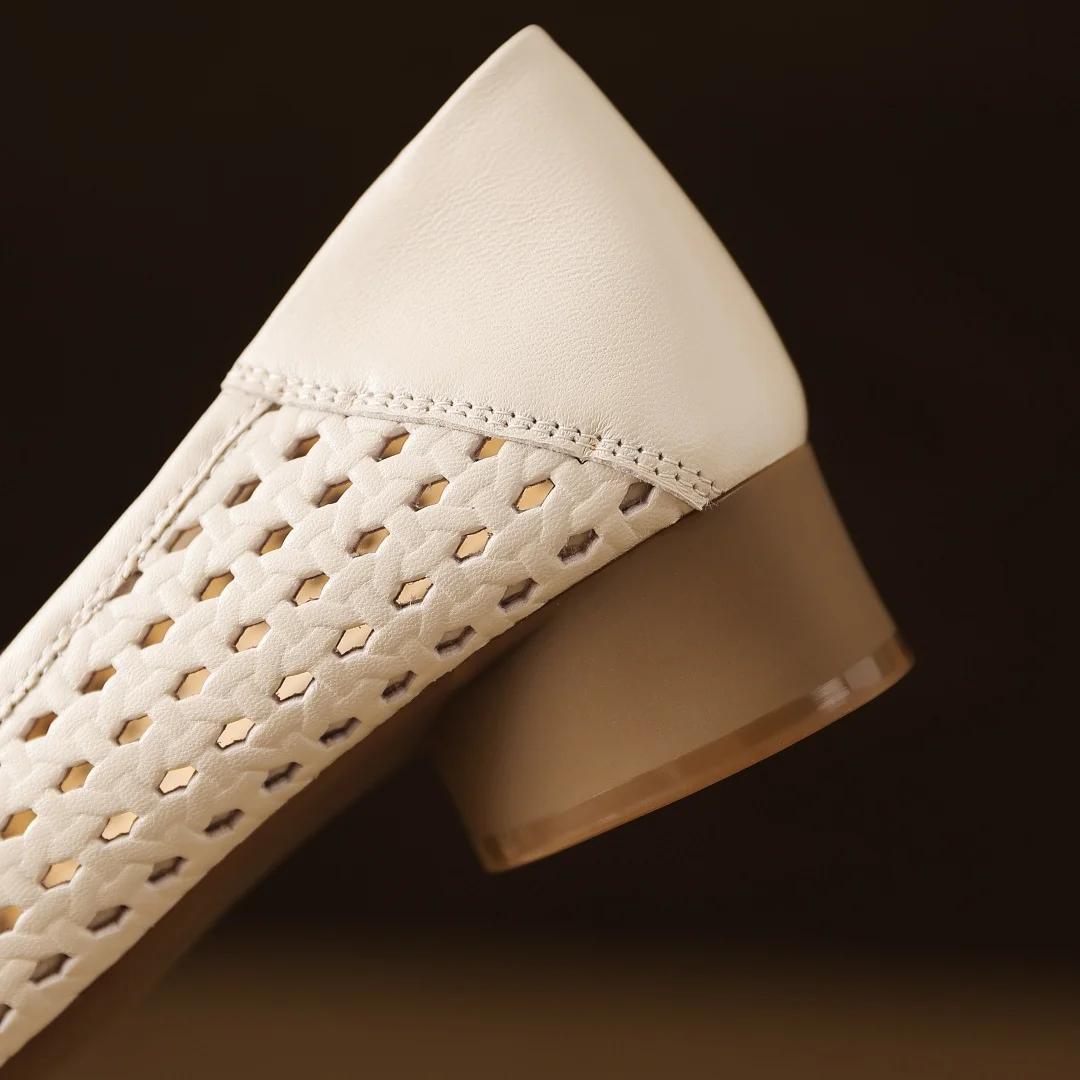 Danxuefei 2025 été nouvelles femmes évider en peau de mouton escarpins à enfiler 3 cm d'épaisseur me