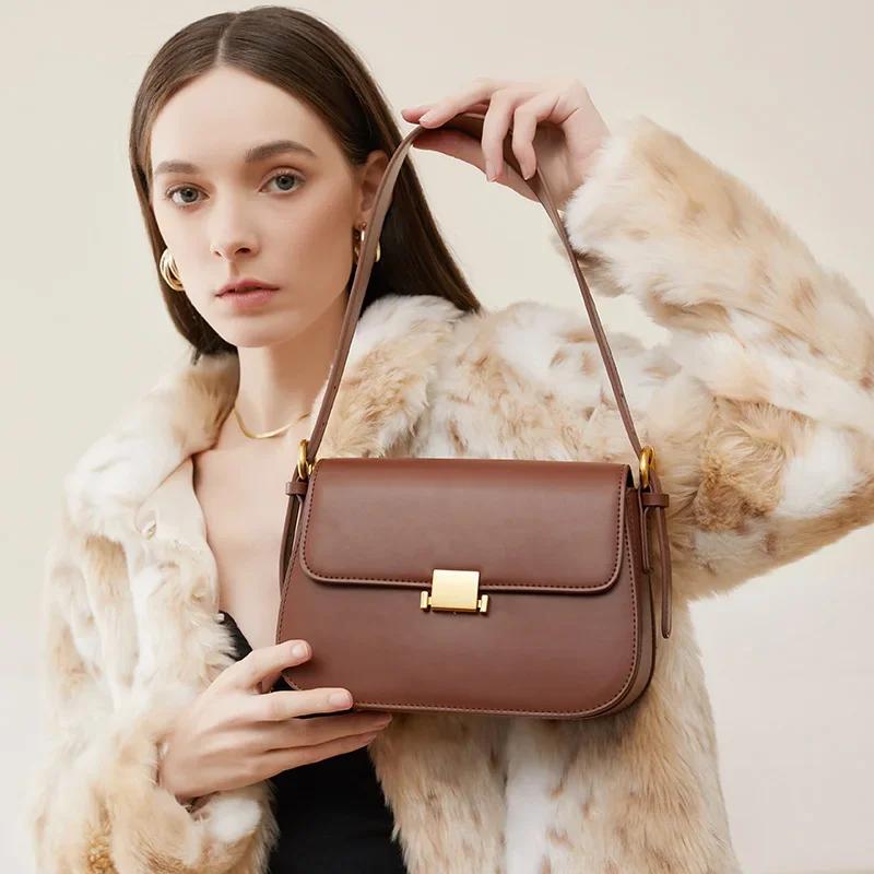 Sac à bandoulière en cuir véritable pour femme, sac à ati elles, sac messager pour femme, petit sac