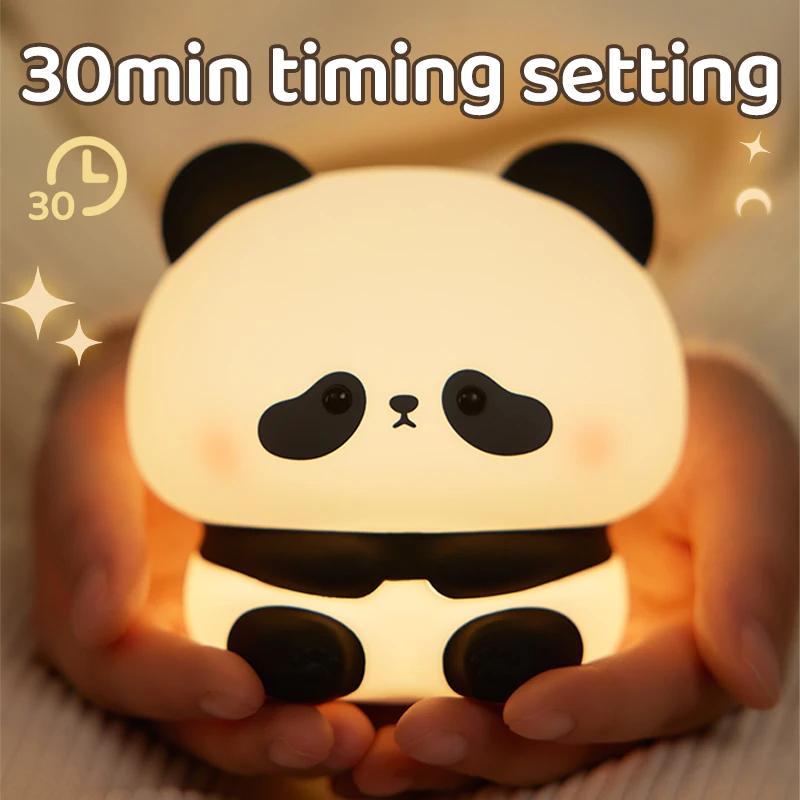 Panda LED veilleuse mignon Silicone veilleuse USB Rechargeable tactile lampe de nuit chambre synchro