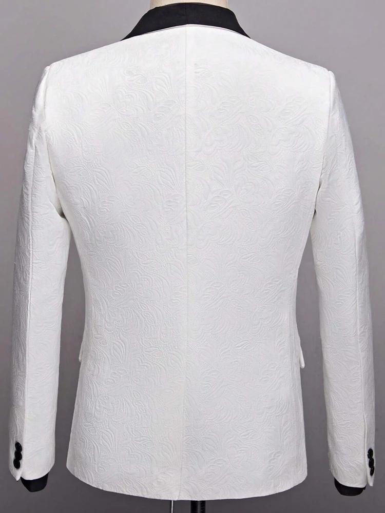 Ensemble de costume ajusté jacquard floral trois pièces pour hommes, comprenant une veste, un gilet