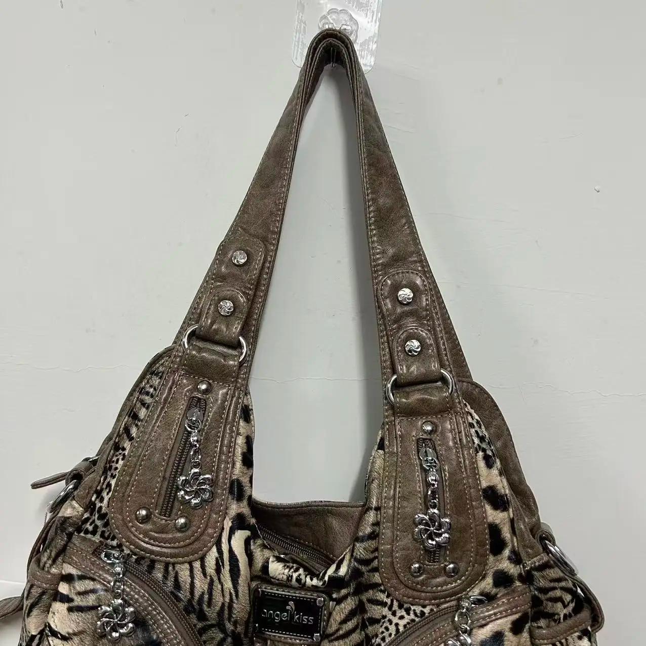 Sac à main pour femme Angel Kiss, grand sac à bandoulière pour femme, imprimé léopard, sac fourre-to