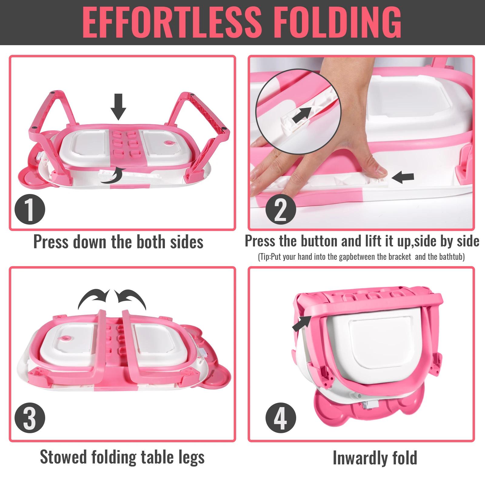Baignoire pliable pour bébé, utilisable en position assise et allongée, design étendu et élargi, ant