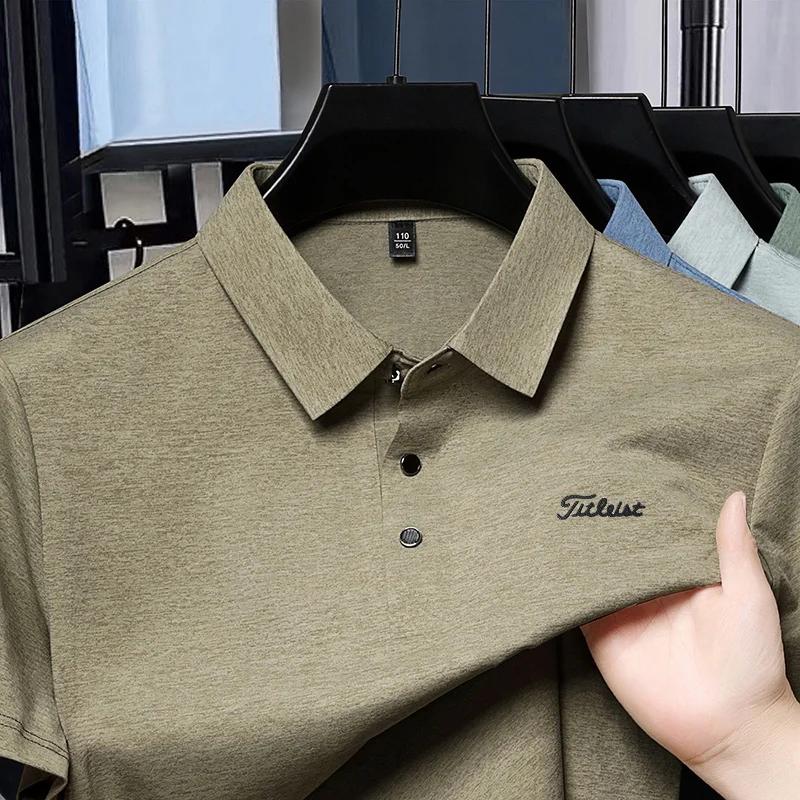 Polo de luxe premium pour homme, nouveau t-shirt à col boutonné avec imprimé lettres, style européen