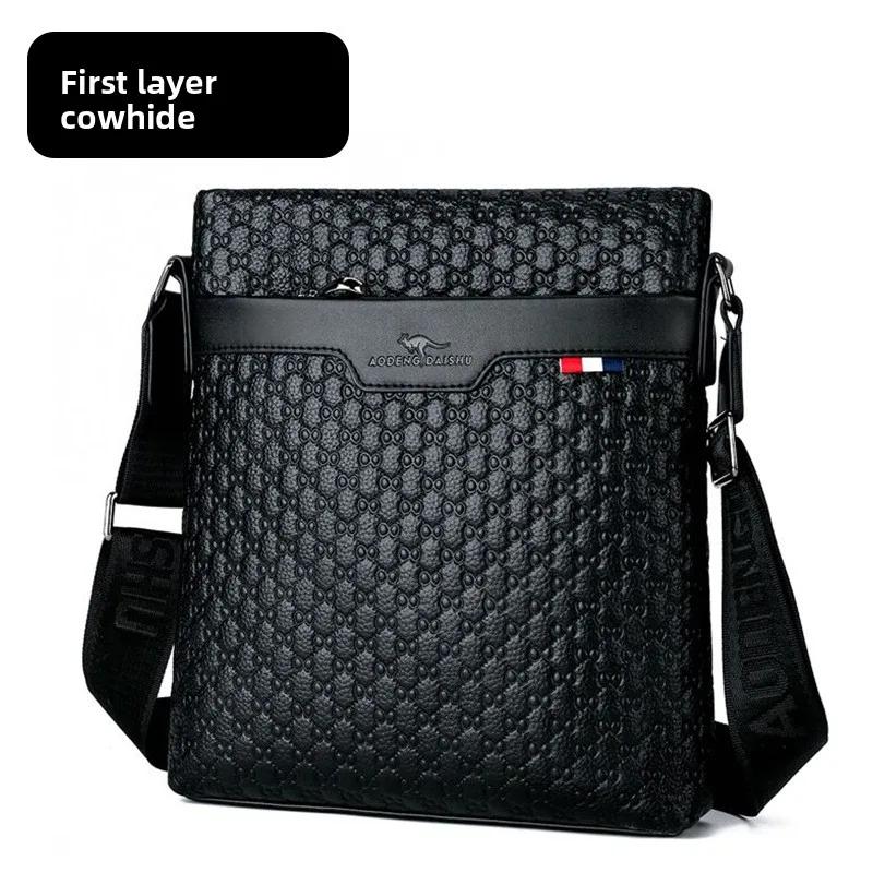 Sac à bandoulière simple pour hommes, petit sac carré en relief pour voyage d'affaires, sac à dos de