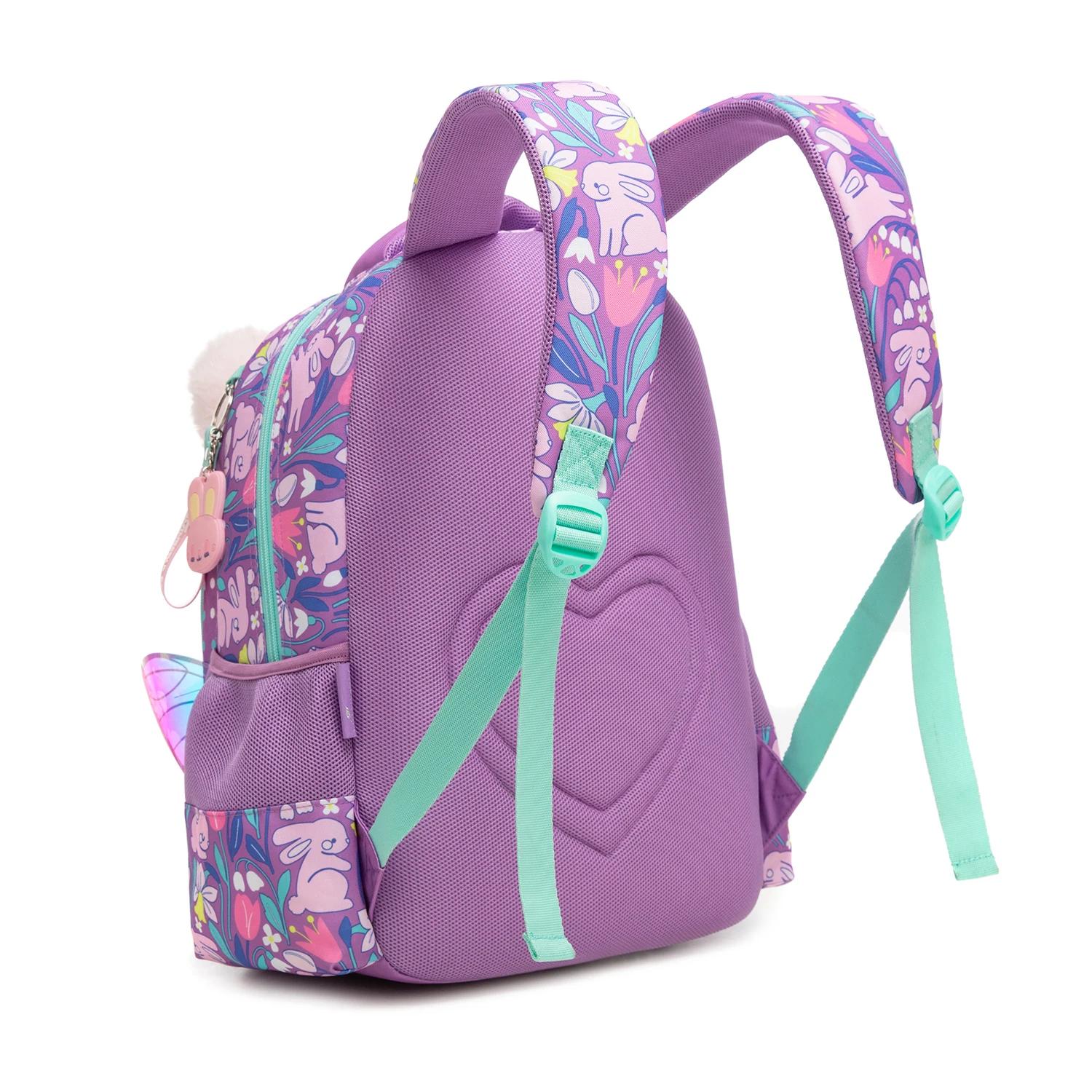 Ensemble de 3 sacs à dos pour filles, mignon lapin en peluche 3D avec ailes - Sac à dos scolaire à i