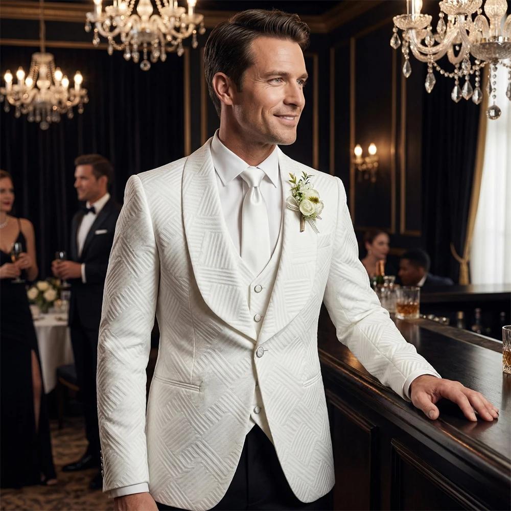 Costume de cérémonie pour homme, 3 pièces, coupe ajustée, pour mariage, veste, gilet et pantalon, un