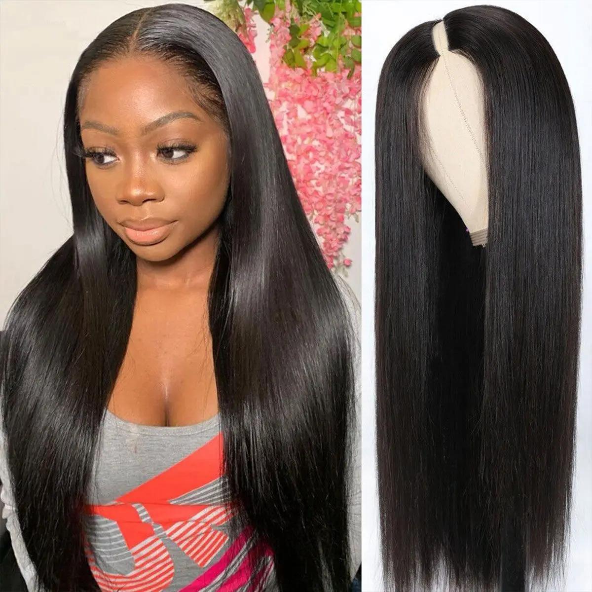 Perruque Brésilienne Naturelle Sans Colle, Cheveux Lisses, Prêt à vitation, 30 Pouces, Densité 250,