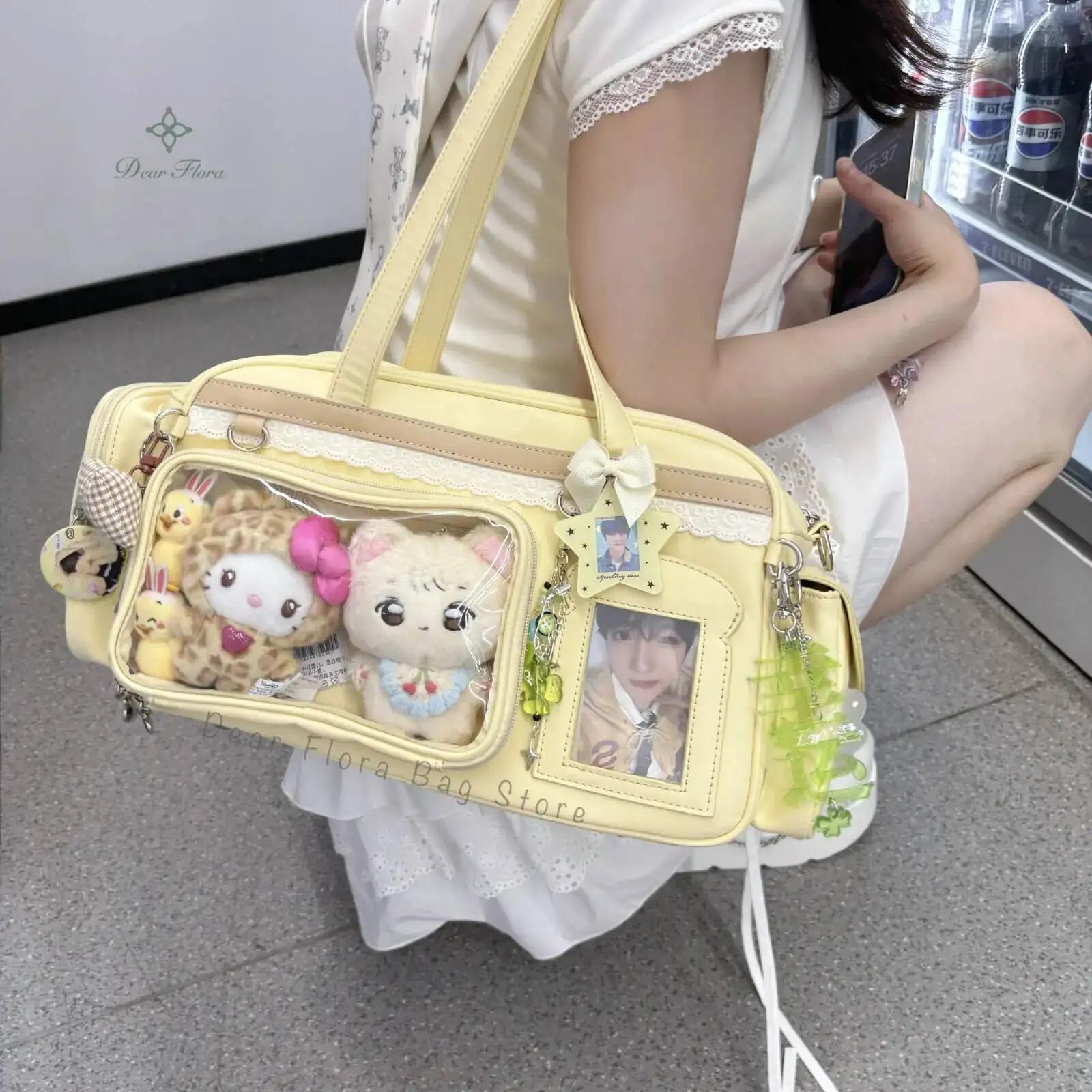 Nouveau sac à bandoulière Y2K grande capacité style JK, sac à dos transparent mignon pour fille, sac