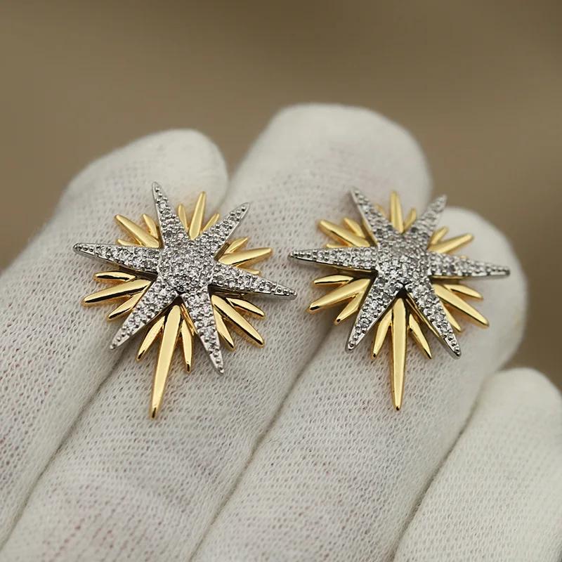 Boucles d'oreilles étoile en zircone pour femmes, nouveau Design de vue, marque de mode, fleur en cr