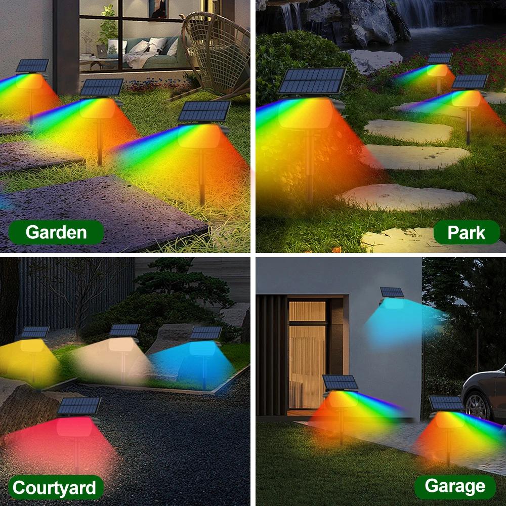 Spot solaire extérieur couleur changeante RGB 48/37/20LED solaire alimenté paysage projecteur jardin