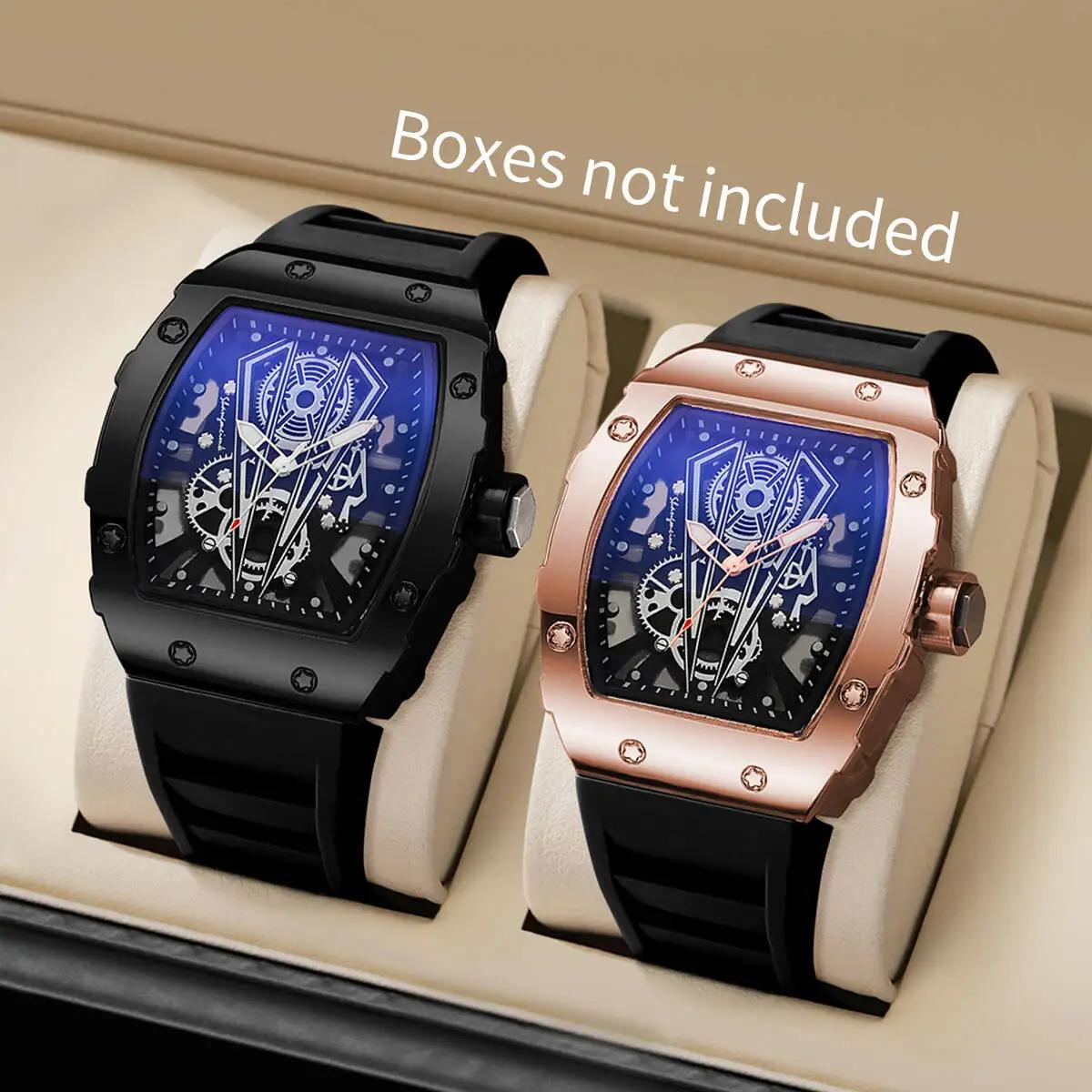 1/2 pièces de luxe grand cadran hommes montre à Quartz décontracté bracelet en Silicone hommes montr