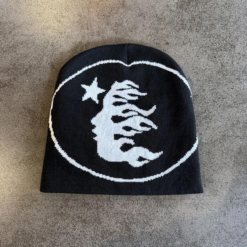 Bonnet tricoté à motif de visage, 1 pièce, casquette de crâne décontractée, chapeau de sport chaud p