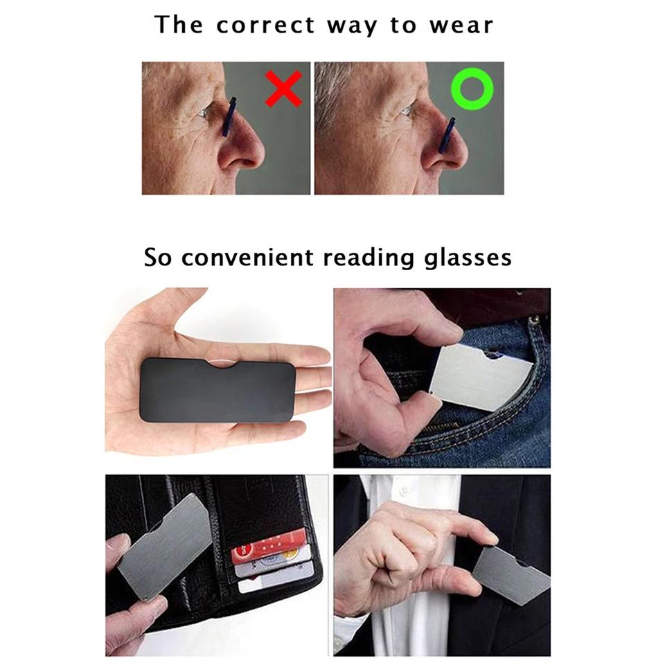 NONOR TR Clip nez pont Mini lunettes de lecture 1.0 à 3.5 lunettes presbytes portables avec étui