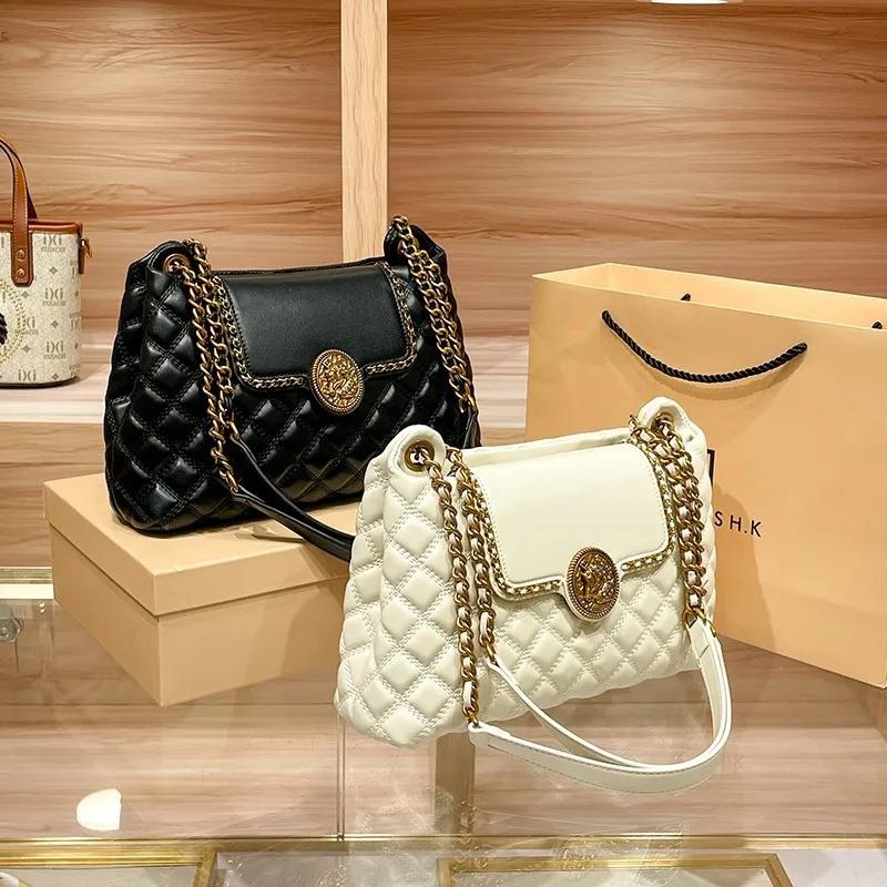 Sac à chaîne en cuir véritable pour femmes en 2025, nouveau design avec un sens du luxe, sac à bando
