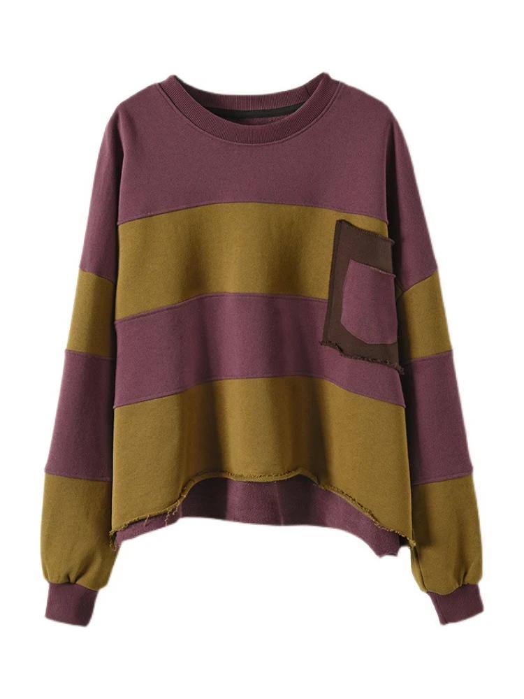 Amax luluE femmes loisirs amples col rond conception sweats à capuche printemps Style britannique Vi