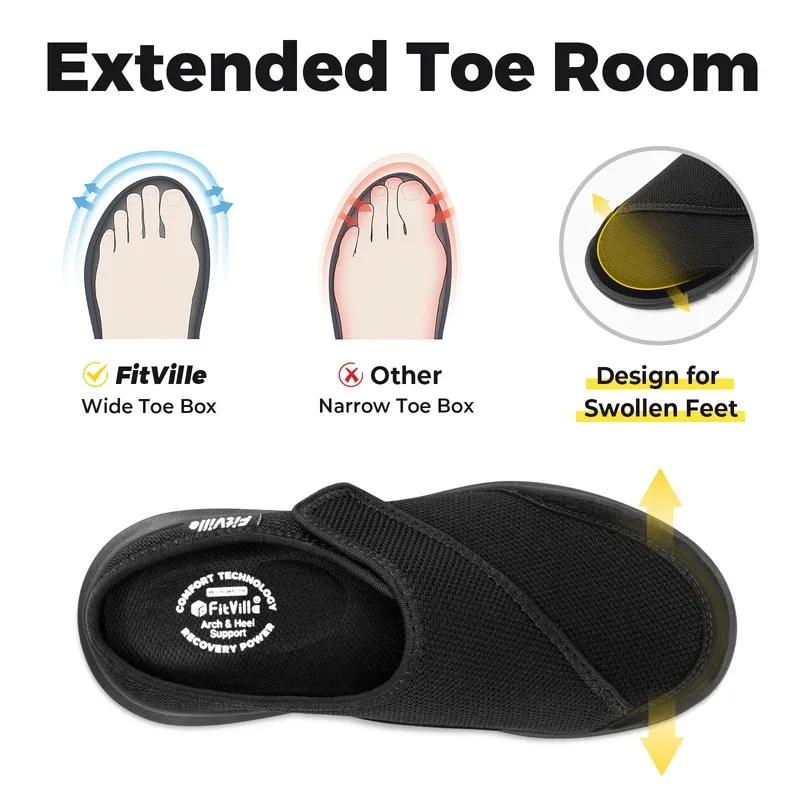 Fitville Pantoufles orthopédiques pour femmes Sabots larges doublés en polaire avec soutien de la vo
