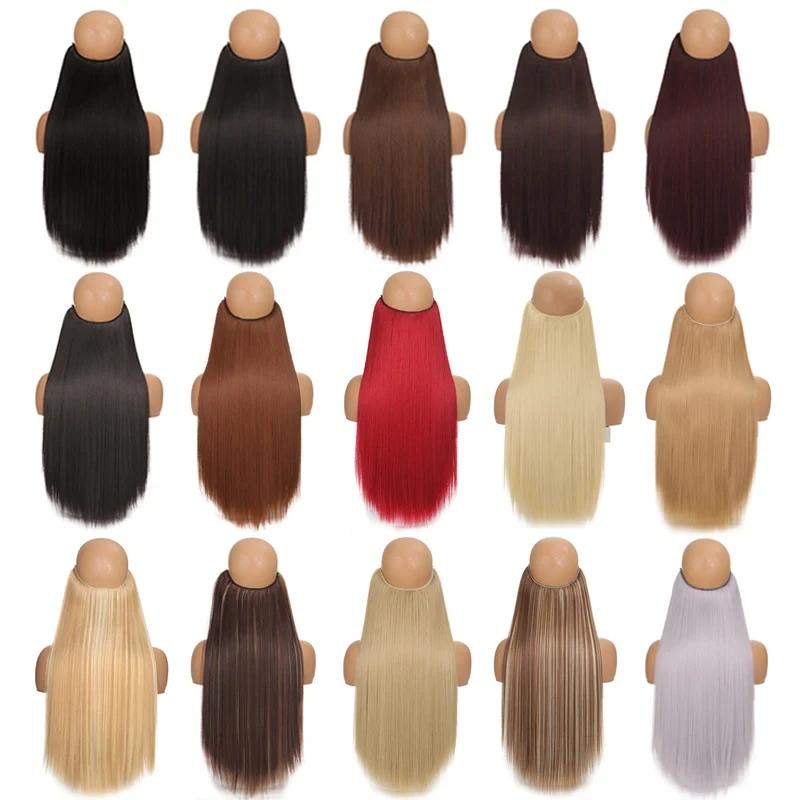 Extension de cheveux de ligne de poisson, longueur de la pièce (40cm, 50cm, 60cm), cheveux raides, c