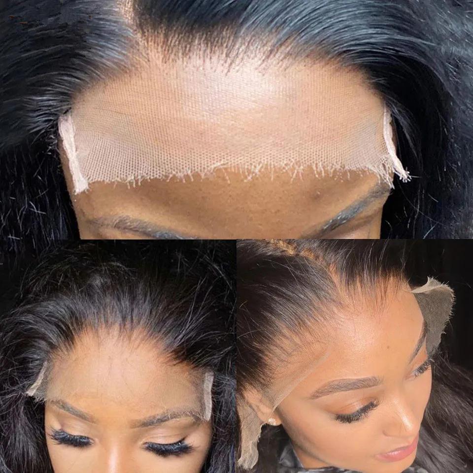 Perruque Lace Front Wig 360 naturelle lisse, cheveux humains, sans colle, 13x4, 13x6, 5x5, 30 32 34