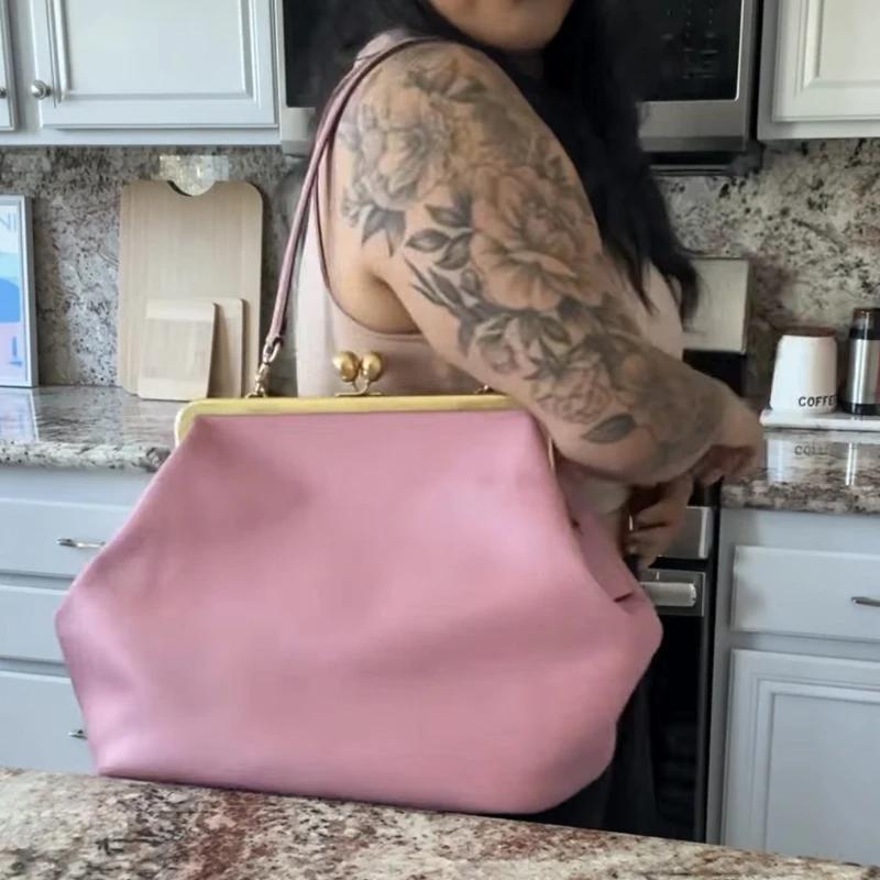 Collection Printemps Sacs à main grande capacité avec fermoir baiser pour femmes Sacs à main et poch