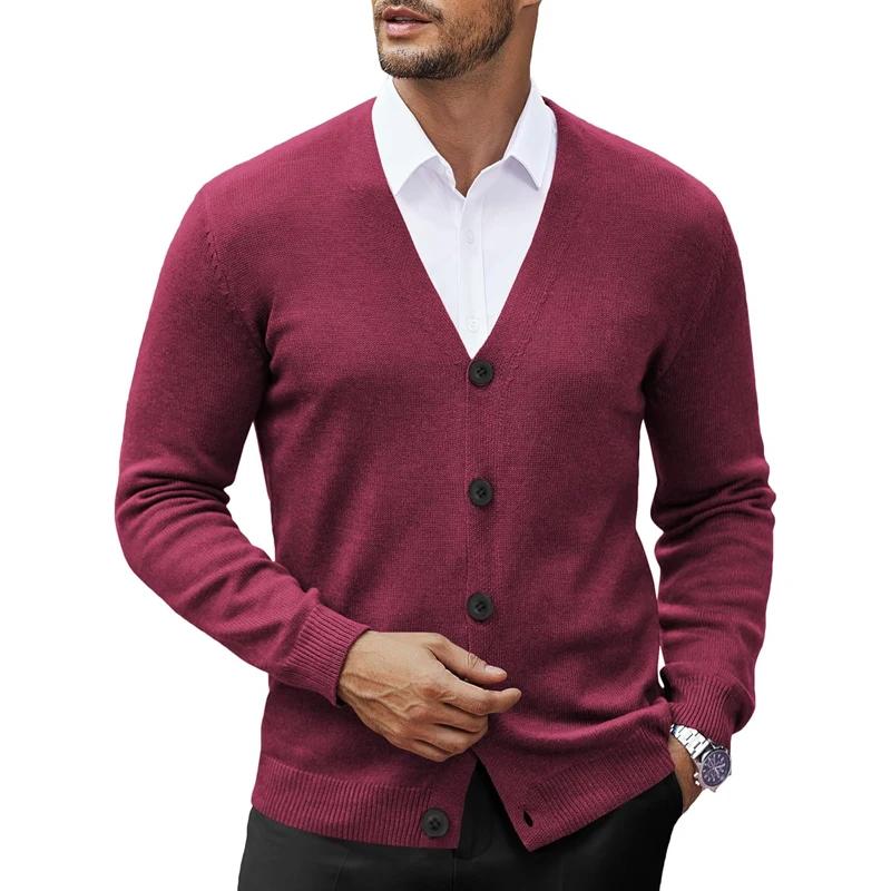 Nouveaux hommes col en V Cardigan Sweatcoats décontracté léger boutonné tricoté Cardigan pull en ple