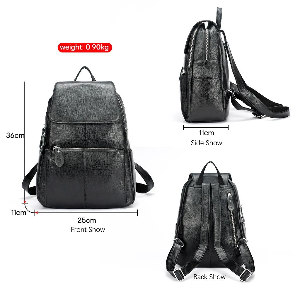 Zency en cuir véritable femmes sac à dos de haute qualité grande capacité sac de voyage sac à dos ca
