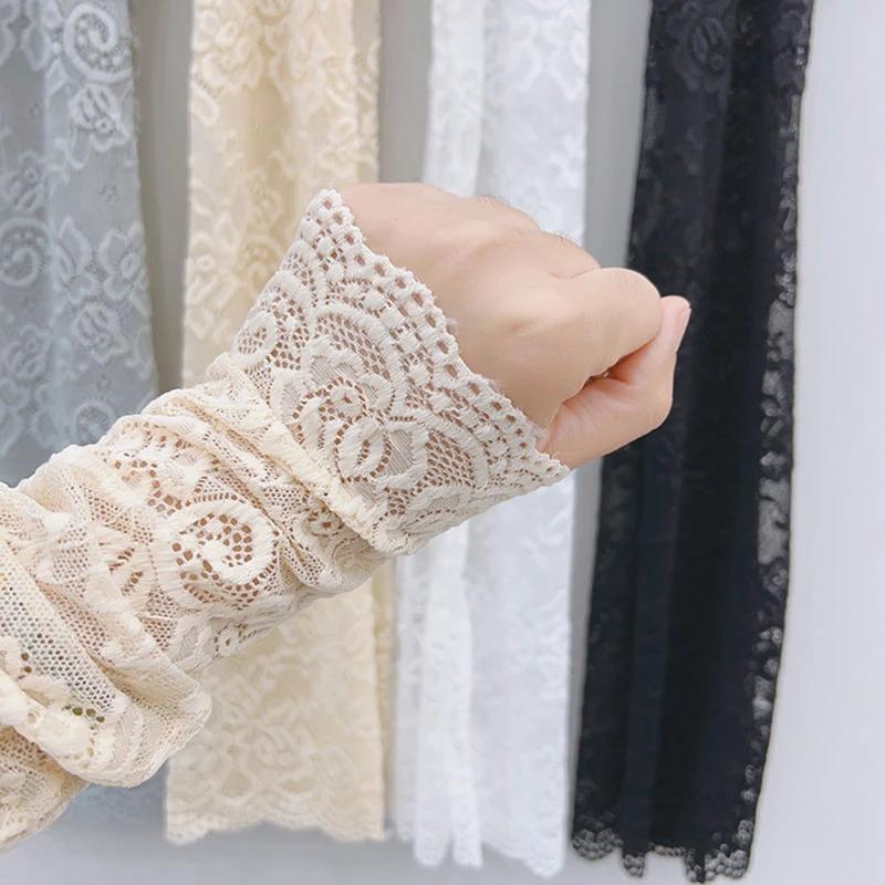 Gants de conduite à manches élastiques pour femmes, mitaines sans doigts, crème solaire, noir, blanc