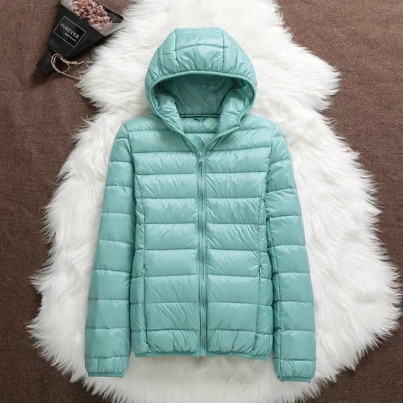 Veste bouffante légère à capuche pour femme, manteaux courts chauds en duvet de canard blanc, grande