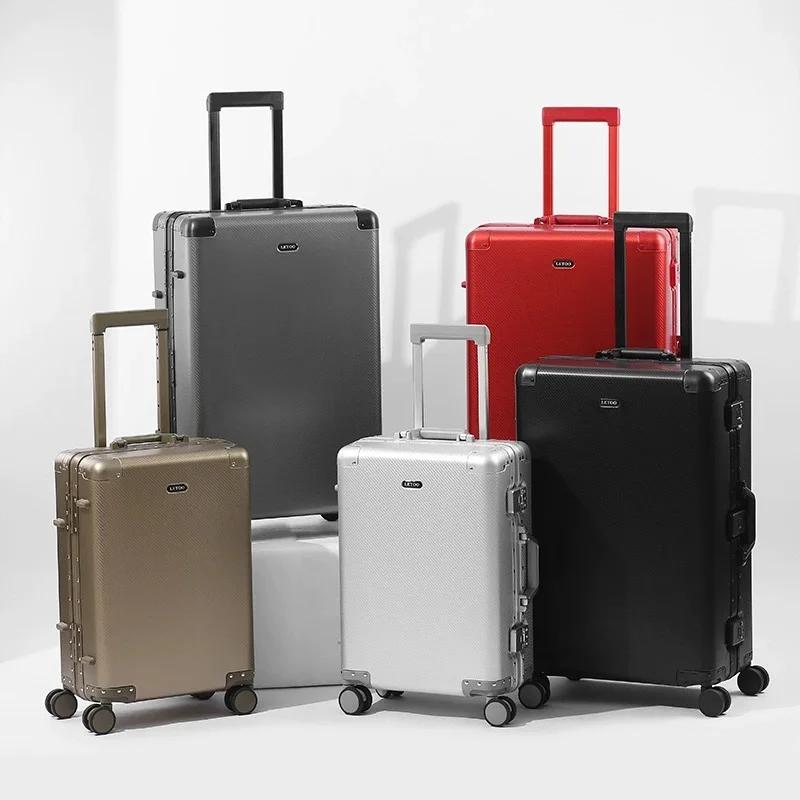 Valise de voyage de haute qualité en alliage d'aluminium-magnésium 100%, taille 20/24/26/28, valise
