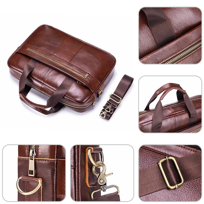 Sac pour ordinateur portable en cuir véritable pour homme, sacoche vintage d'affaires, sac à bandoul