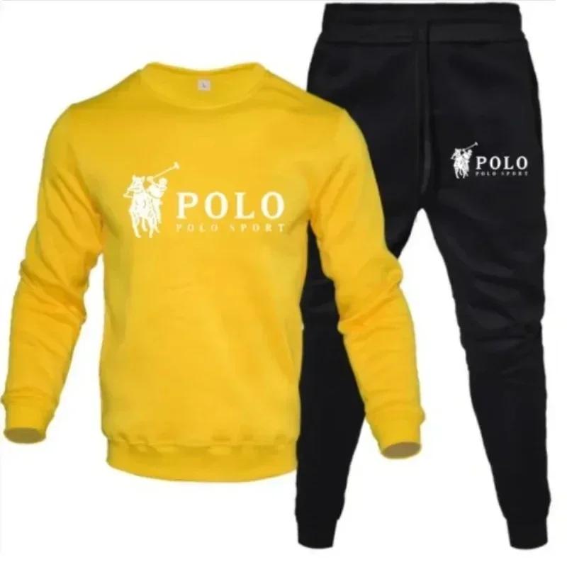 Ensemble d'automne et d'hiver pour hommes, sweat-shirt à col rond et pantalon de jogging, à la mode