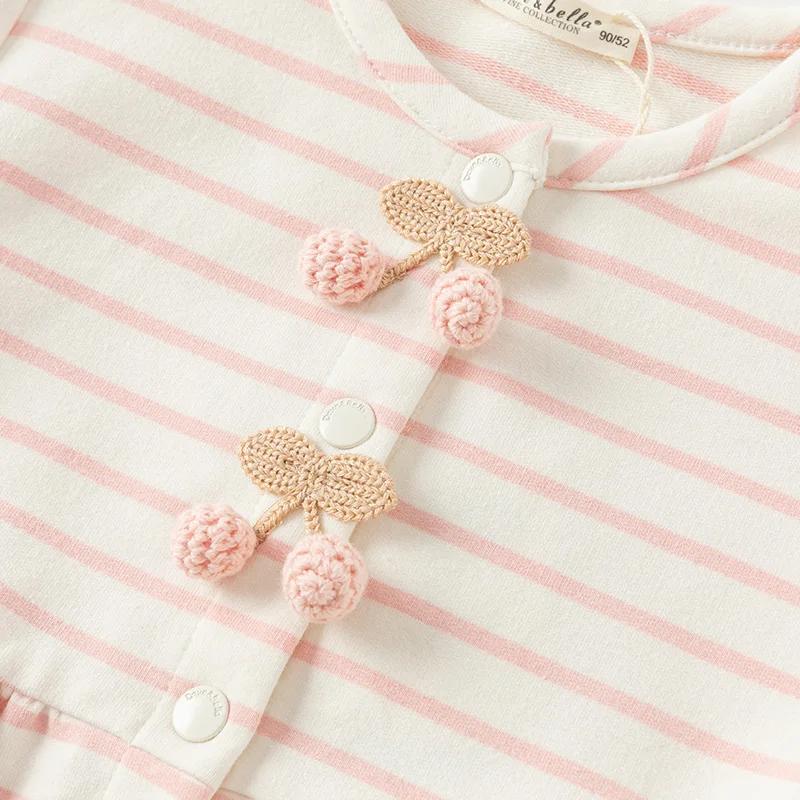 MACGirls-Veste en coton rayée pour bébé, cardigan doux et mignon pour enfants, haut de fête pour enf