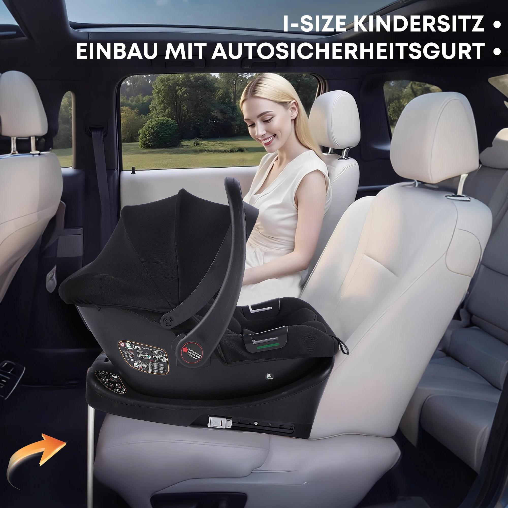 Poussette bébé 4 en 1 avec siège auto pour bébé et base ISOFIX, poussette réversible multifonctionne