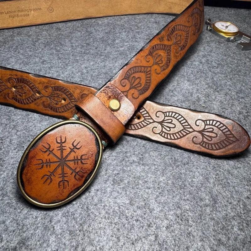 Ceinture en cuir véritable pour hommes, sangle de luxe de styliste, peau de vache épaisse, boucle en